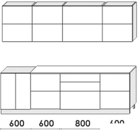 Готовая кухня Артём-Мебель Яна-Ш СН-114 МДФ 2.6м (ясень белый текстурный/распил графит)