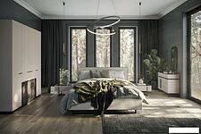 Тумба Ангстрем Милагро спальня МИ-300.10 (Д1, кашемир серый/камень пьетра/черный графит)