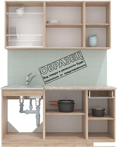 Готовая кухня Интерлиния Мила 16-60 (персидский жемчуг/персидский жемчуг/травертин серый)