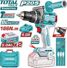 Ударная дрель-шуруповерт Total TIDLI201668 (с 2-мя АКБ, кейс)