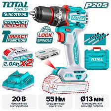 Ударная дрель-шуруповерт Total TIDLI20558 (с 2-мя АКБ, кейс) Ударная дрель-шуруповерт Total TIDLI20558 (с 2-мя АКБ, кейс)
