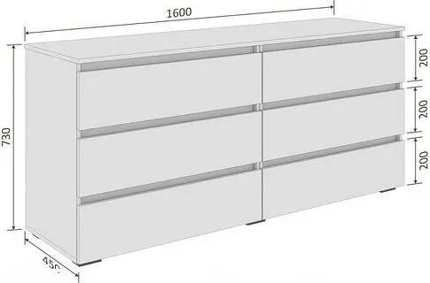 Комод Кортекс-мебель Бари 160 6ш (дуб сонома/дуб сонома/дуб сонома)