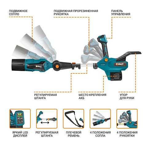 Ручная воздуходувка Bort BSS-40Li SuperJet 93418569 (без АКБ)