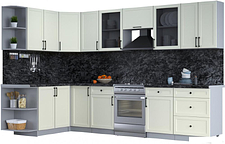 Готовая кухня Интерлиния Тренд 1.7x3.2 левая (белый/белый/кастилло темный)