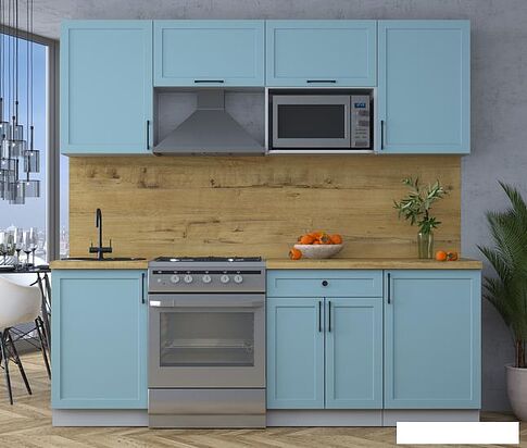 Готовая кухня Интерлиния Тренд 2.2В (океан/океан/дуб бунратти)