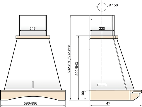 Кухонная вытяжка Elikor Ротонда 60П-1000-П3Д (бежевый/дуб неокрашенный)