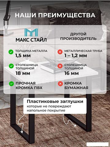 Журнальный столик Макс Стайл СтЖ-600 (бетон темный)