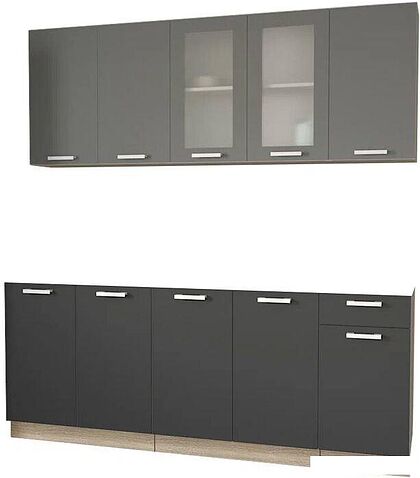 Готовая кухня Интерлиния Мила 20 без столешницы (серебристый/антрацит)