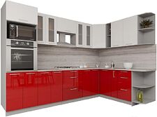Готовая кухня Интерлиния Мила Gloss 1.88x3.0 правая (белый-красный)