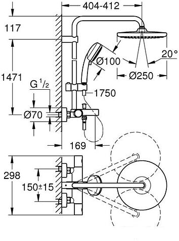 Душевая система Grohe Tempesta Cosmopolitan System 250 26672000