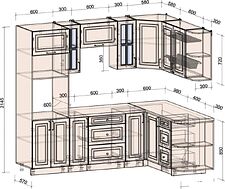 Готовая кухня Интерлиния Мила Шато 1.68x2.4 ВТ PR (белый/черный/дуб бунратти)