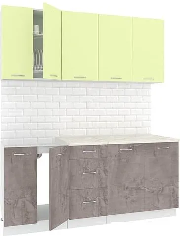 Готовая кухня Кортекс-мебель Корнелия Лира 1.8 без столешницы (салатовый/оникс) Готовая кухня Кортекс-мебель Корнелия Лира 1.8 без столешницы (салатовый/оникс)