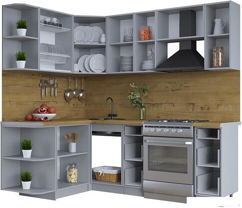 Готовая кухня Интерлиния Тренд 1.5x2.2 левая (мята/мята/дуб бунратти)