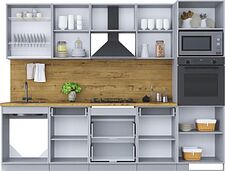 Готовая кухня Интерлиния Мила Шато 2.8В (белый/луна/серый каспий)