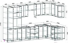 Готовая кухня Интерлиния Мила Лайт 1.68x3.4 правая без столешницы (дуб молочный/дуб венге)