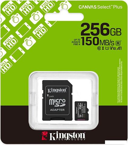 Карта памяти Kingston Canvas Select Plus microSDXC 256GB SDCS3/256GB (с адаптером)
