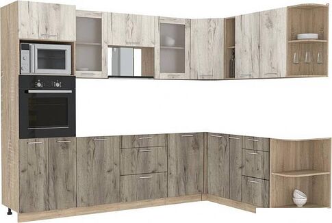 Готовая кухня Интерлиния Мила 1.88x2.8 правая без столешницы (дуб белый/дуб серый)