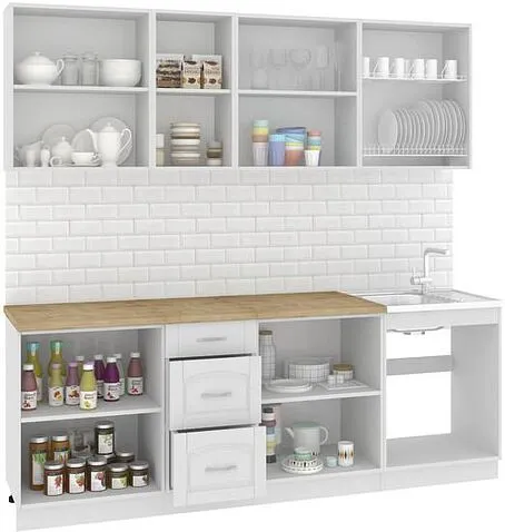 Готовая кухня Кортекс-мебель Корнелия Ретро 2.2 (ясень белый/дуб бунратти)