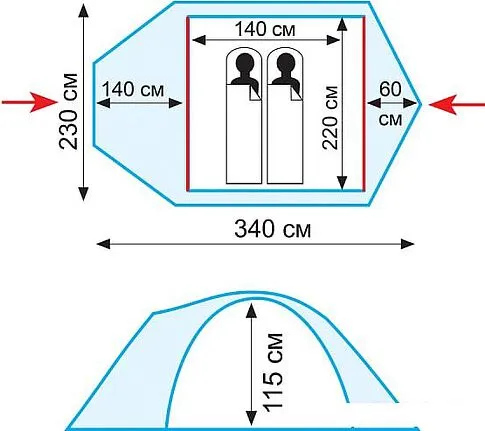Треккинговая палатка TRAMP Colibri Plus 2 V2 (зеленый)