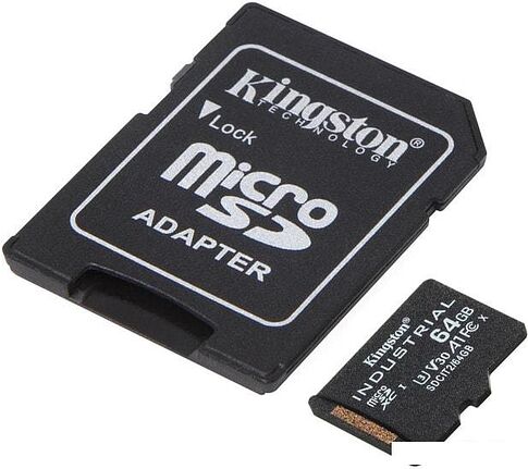 Карта памяти Kingston Industrial microSDHC SDCIT2/64GB 64GB (с адаптером)