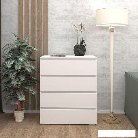 Комод Кортекс-мебель Бари 80 4ш (белый/белый/белый)