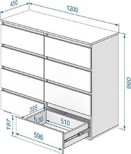 Комод Кортекс-мебель Бари 120 8ш (орех элия/орех элия/орех элия)