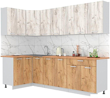 Готовая кухня Интерлиния Мила Лайт 1.2x2.6 (дуб белый-дуб золотой-дуб бунратти)