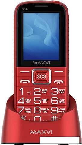 Кнопочный телефон Maxvi B21ds (красный)