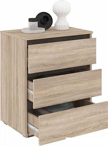 Комод Кортекс-мебель Бари 60 3ш (дуб сонома/дуб сонома/береза)