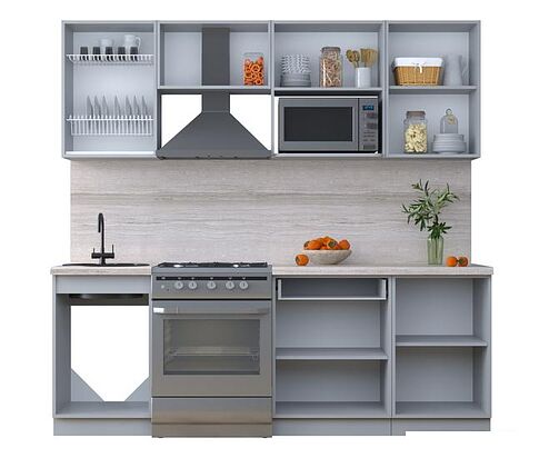 Готовая кухня Интерлиния Тренд 2.2В (океан/океан/дуб бунратти)