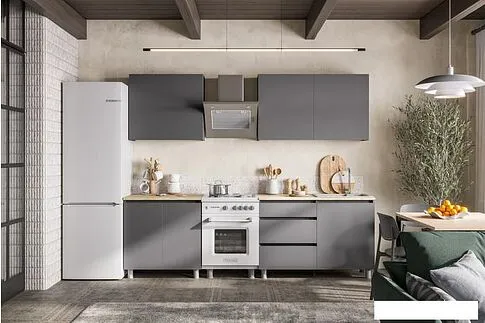 Готовая кухня Mio Tesoro Денвер 2.0м (графит серый/тростник)