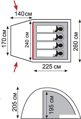 Кемпинговая палатка TRAMP Bell 4 v2 (песочный)