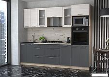 Готовая кухня Интерлиния Мила 2.6 ВТ (вудлайн кремовый/антрацит/бискайская сосна)