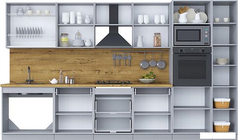 Готовая кухня Интерлиния Мила Шато 3.6В (мята/мята/дуб бунратти)