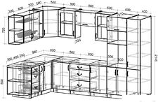 Готовая кухня Интерлиния Мила Крафт 1.88x3.2 левая (дуб полярный)
