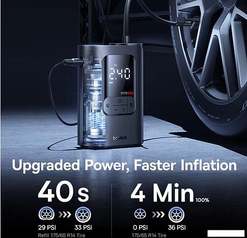 Автомобильный компрессор Baseus GoTrip VA1 Super Mini Wired Inflator 22-Cylinder Cosmic Black C0119701