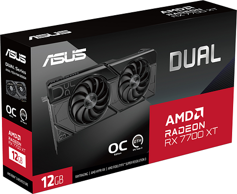 Видеокарта ASUS Dual Radeon RX 7700 XT OC Edition 12GB GDDR6 DUAL-RX7700XT-O12G
