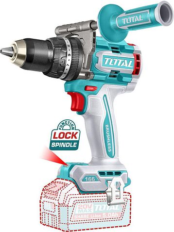 Ударная дрель-шуруповерт Total TIDLI201668 (с 2-мя АКБ, кейс)