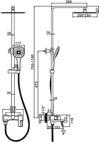 Душевая система  Ledeme L2492D
