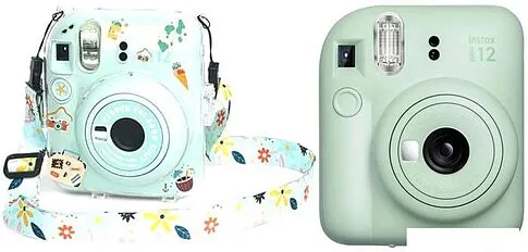 Фотоаппарат Fujifilm Instax Mini 12 (мятный) + зеленый чехол Sundays с ремнем