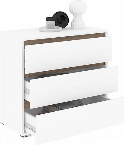 Комод Кортекс-мебель Бари 80 3ш (белый/белый/дуб сонома)