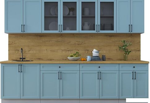 Готовая кухня Интерлиния Тренд 3.0А (океан/океан/дуб бунратти)