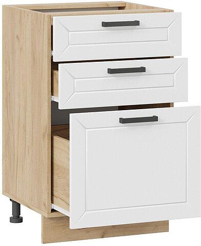 Шкаф напольный Трия Лорас 1Н5Я3 (дуб крафт золотой/холст белый)