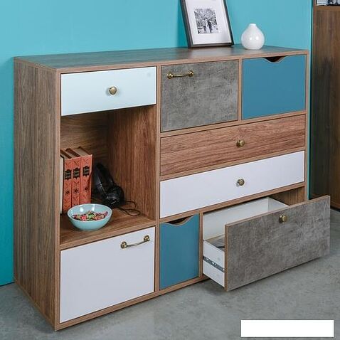 Комод Mobi Вайс 10.104 (морское дерево К 015PW-камень т.-0244 SU-белый пр.)