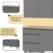 Готовая кухня Mio Tesoro Денвер 1.6м (графит серый/дуб сонома) Готовая кухня Mio Tesoro Денвер 1.6м (графит серый/дуб сонома)