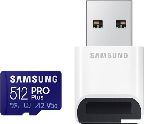 Карта памяти Samsung PRO Plus microSDXC 512GB (с кардридером)