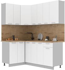 Готовая кухня Интерлиния Мила Лайт 1.2x1.9 (белый платинум/белый платинум/дуб бунратти)