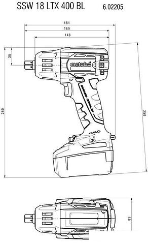 Гайковерт Metabo SSW 18 LTX 400 BL 602205650 (с 2-мя АКБ, кейс)