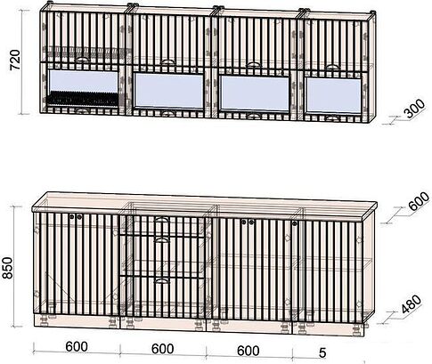 Готовая кухня Интерлиния Берес 2.3Б (дуб полярный/серый каспий)