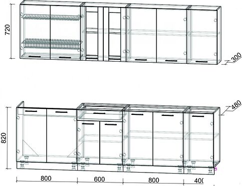 Готовая кухня Интерлиния Мила 26 без столешницы (белый платинум)